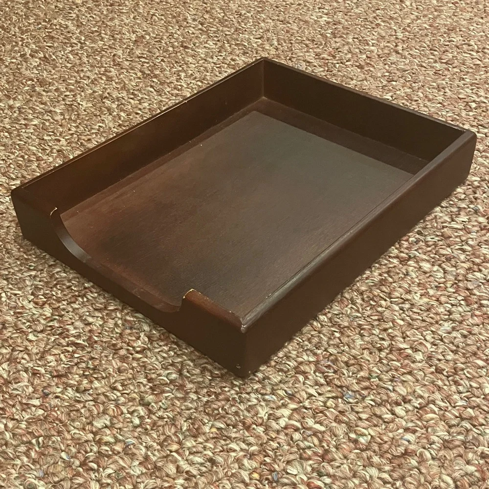 Brown Desk Wood & Metal Organizers
